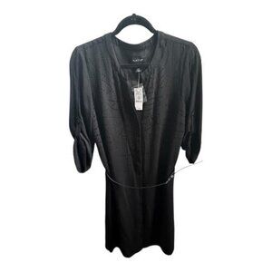 White House Black Market Laser Cut Black Shirt Dress Sz 8 NWT